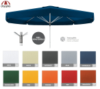 Doppler Gastro Marktschirm TELESTAR / BRAUMEISTER 500cm Teleskop Mast 65mm mit Volant und Windschot